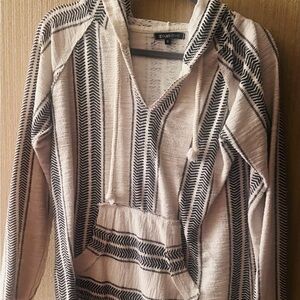 Ocean Drive Cream and Black Striped Hoodie